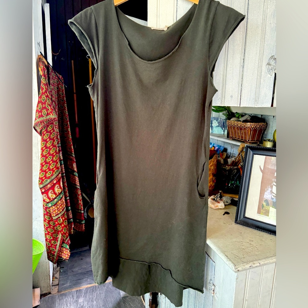 Una Pluma Maria organic cotton t-shirt mini dress Forest Green XL
